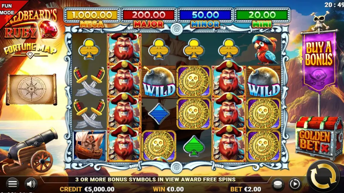 Redbeard’s Ruby slot game interface with pirate treasure theme