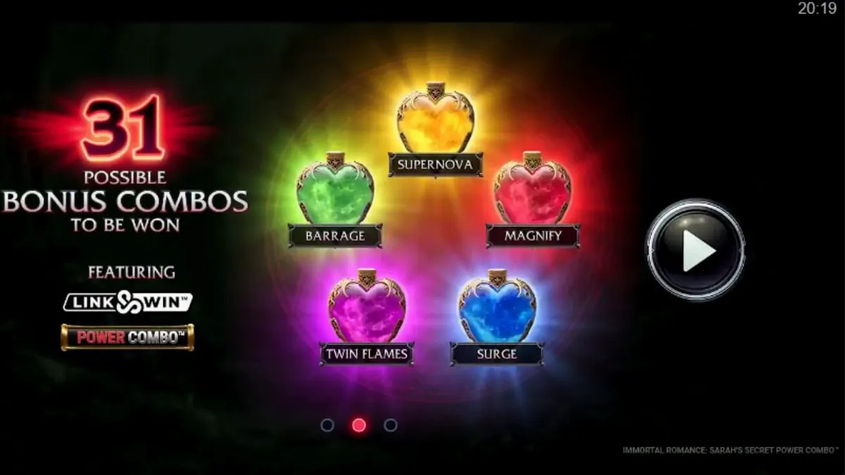 Tampilan visual slot Immortal Romance Sarah’s Secret dengan tema gotik yang misterius